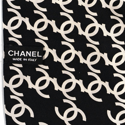 Chanel Silk Twill Houndstooth Slim Bandeau Scarf Black Ecru 3 of 3