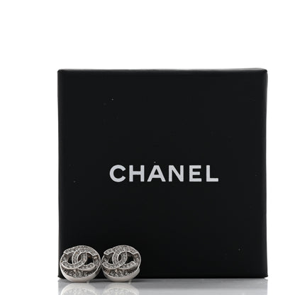 Chanel Crystal CC Round Earrings Silver 5 of 5