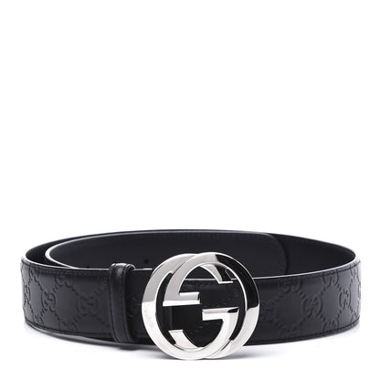 Gucci Guccissima Signature Interlocking G 40mm Belt 90 36 Black 1 of 6