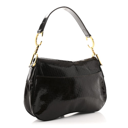 Christian Dior Patent Diorissimo Double Saddle Bag Dark Brown 3 of 11
