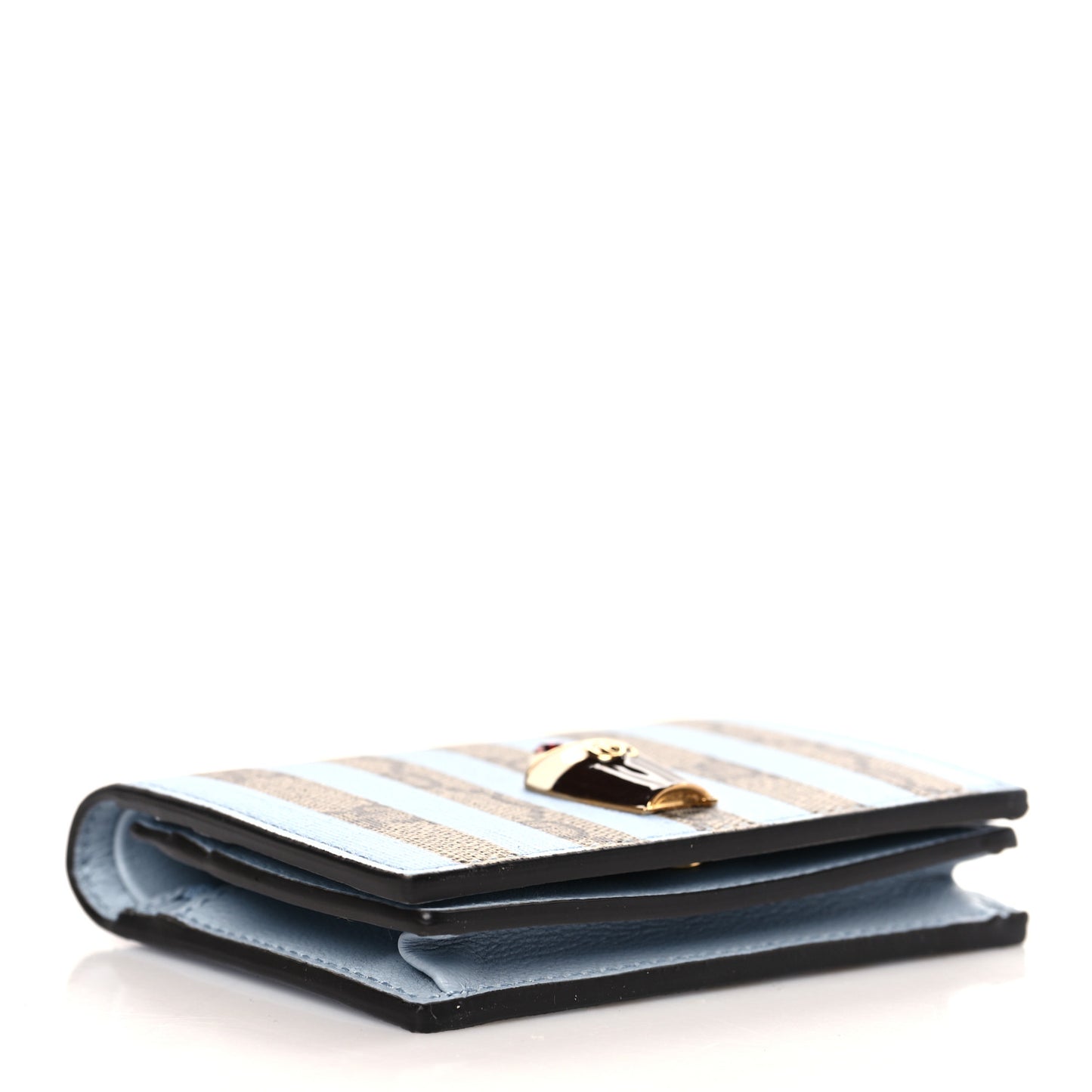GG Supreme Monogram Vitello Eclipse Ice Cream Stripes Card Case Wallet Beige Ebony Paradise Cloud