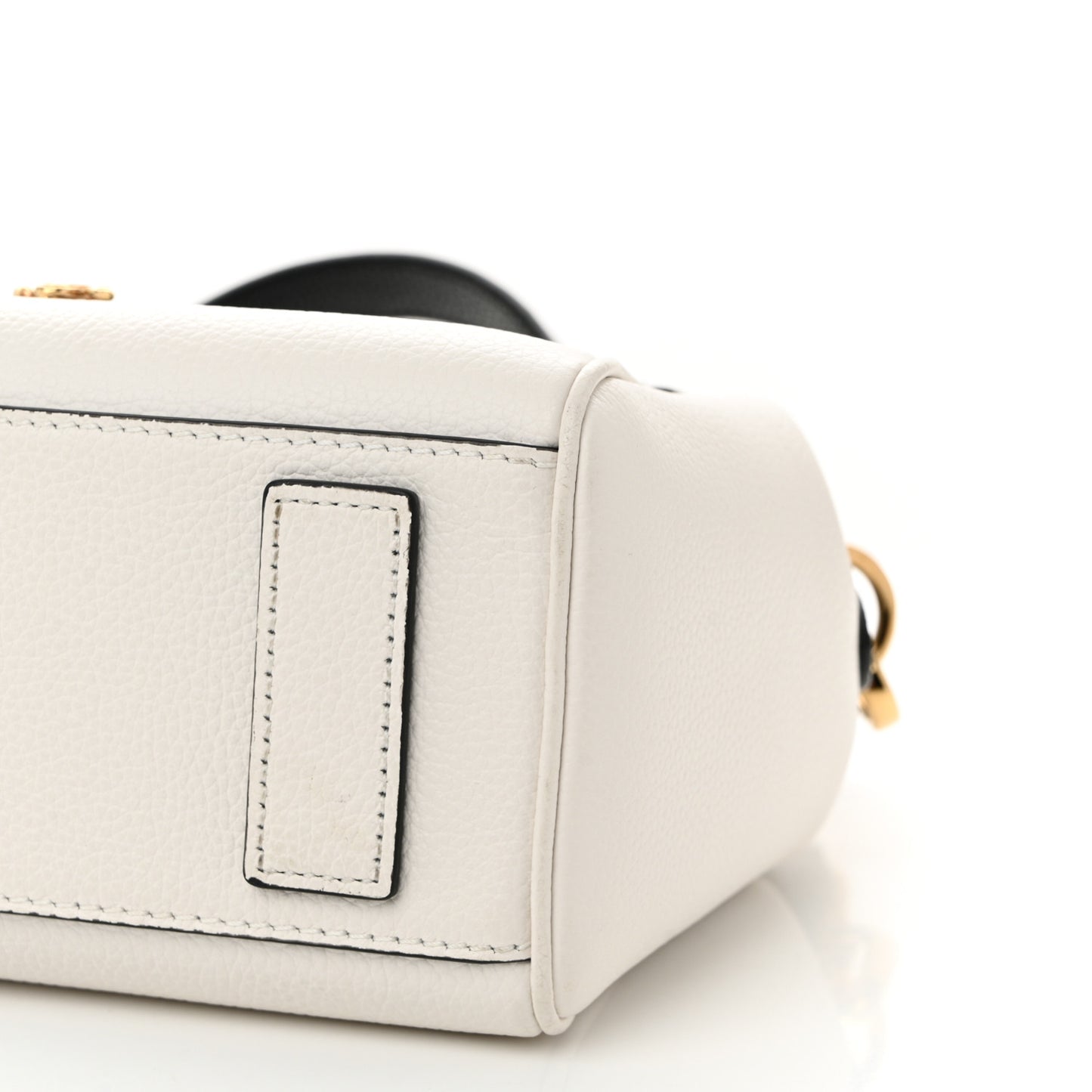 Grainy Calfskin Virtus Small Top Handle Bag White Black