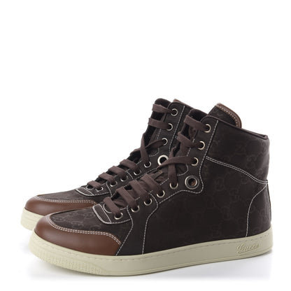 Gucci Nylon Monogram Mens High Top Sneakers 5 Cocoa 3 of 9