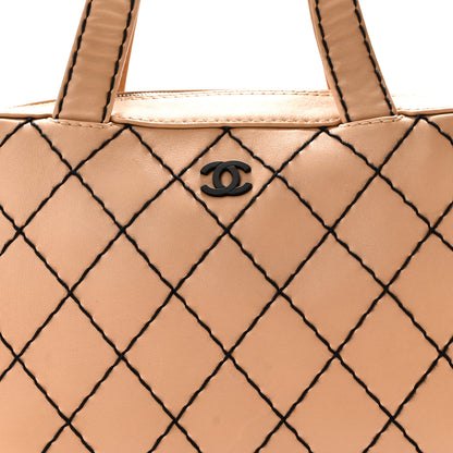 Chanel Calfskin Wild Stitch Top Handle Bag Beige 8 of 10