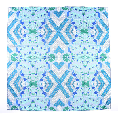 Hermes Silk Les Ateliers Shawl 140 Bleu Vert Ciel 1 of 4