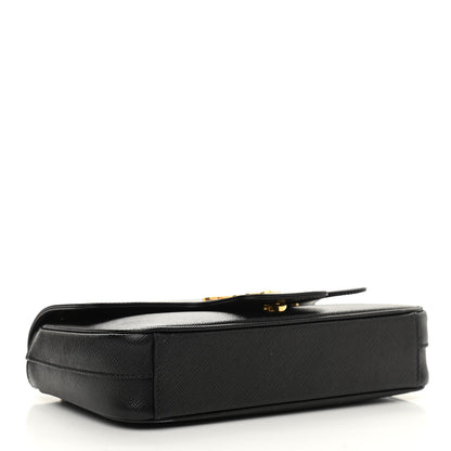 Prada Saffiano Flap Shoulder Bag Black 4 of 10