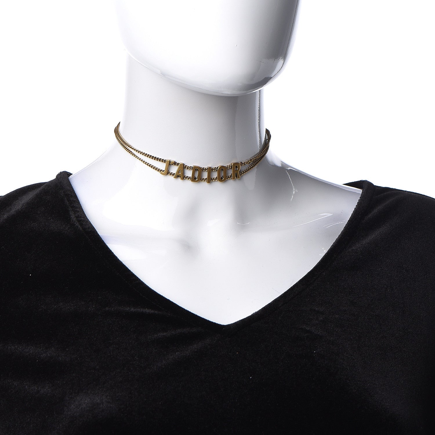 Christian Dior Metal J'Adior Choker Necklace Aged Gold 2 of 6