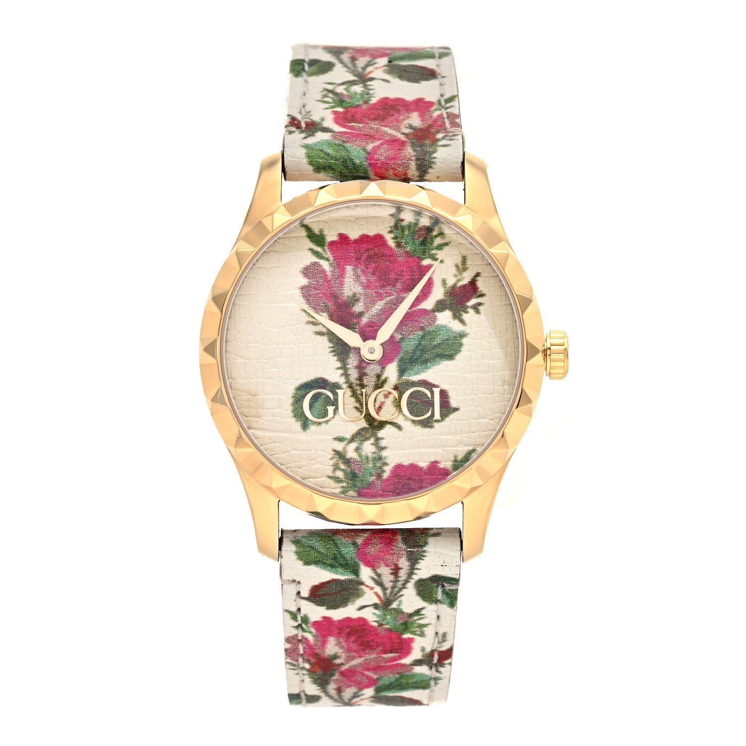 Gucci Stainless Steel Calfskin 38mm G-Timeless Floral Quartz Watch Ivory 1 of 5