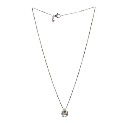 David Yurman Sterling Silver Diamond Prasiolite 10mm Petite Cable Wrap Pendant Necklace 3 of 6
