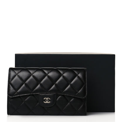 Chanel Lambskin Quilted Large Flap Wallet Black 10 of 10
