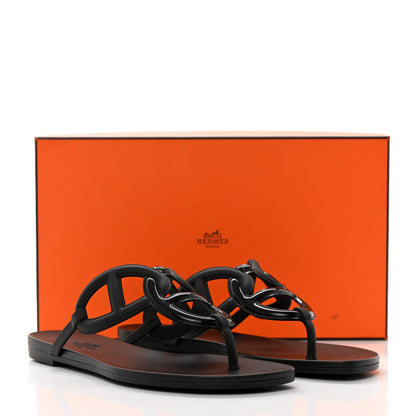 Hermes Rubber Womens Egerie Sandals 36 Black 9 of 9