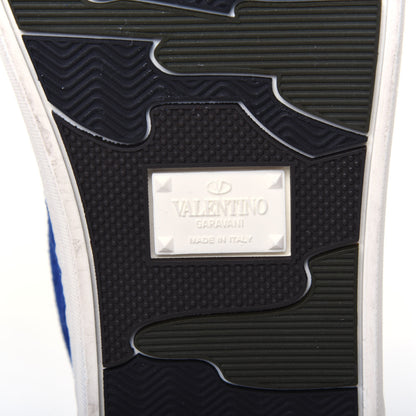Valentino Garavani Suede Calfskin Mens Rockstud Flycrew Sneakers 40 Navy White 6 of 8