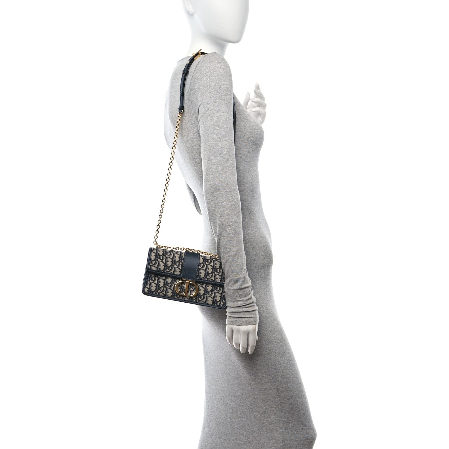 Christian Dior Oblique 30 Montaigne East West Chain Flap Bag Blue 2 of 9