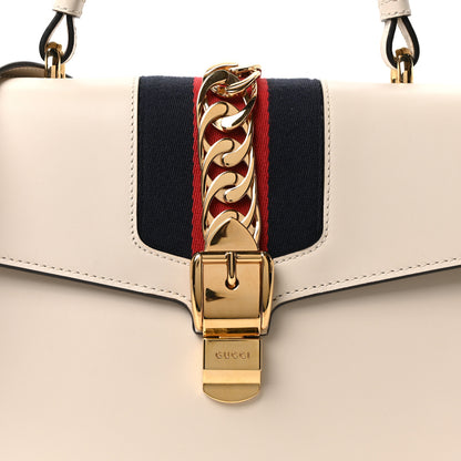 Gucci Calfskin Web Medium Sylvie Top Handle Bag White 8 of 10