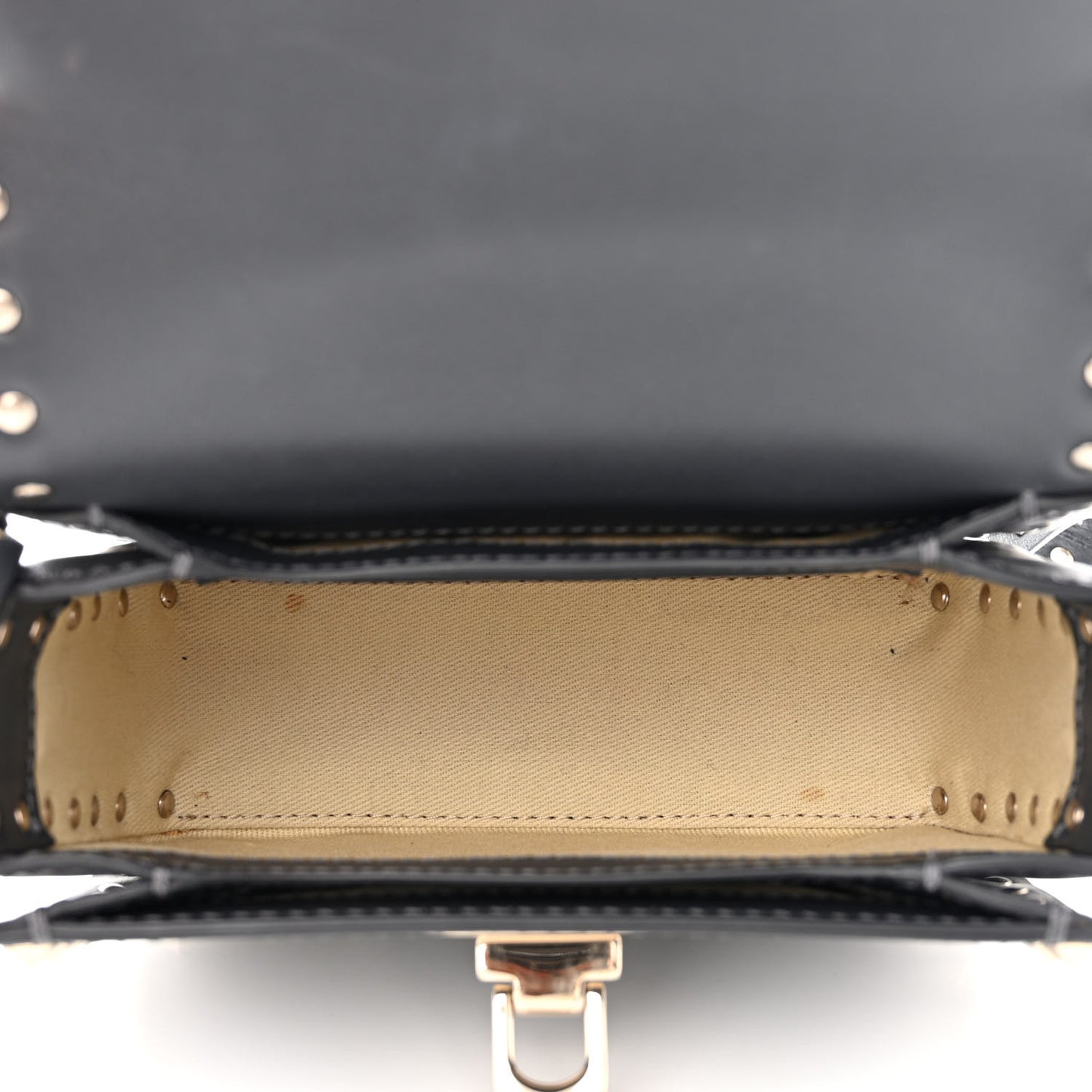 Vitello Small Rockstud Flap Saddle Bag Black
