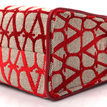 Valentino Garavani Toile Iconographe Goatskin Mini Le Troisieme Shopping Bag Naturale Rosso Valentino 6 of 6