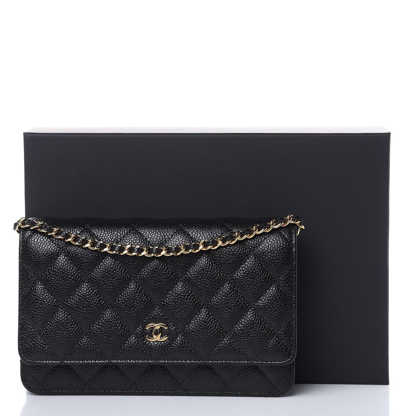 Caviar Quilted Wallet On Chain WOC Black