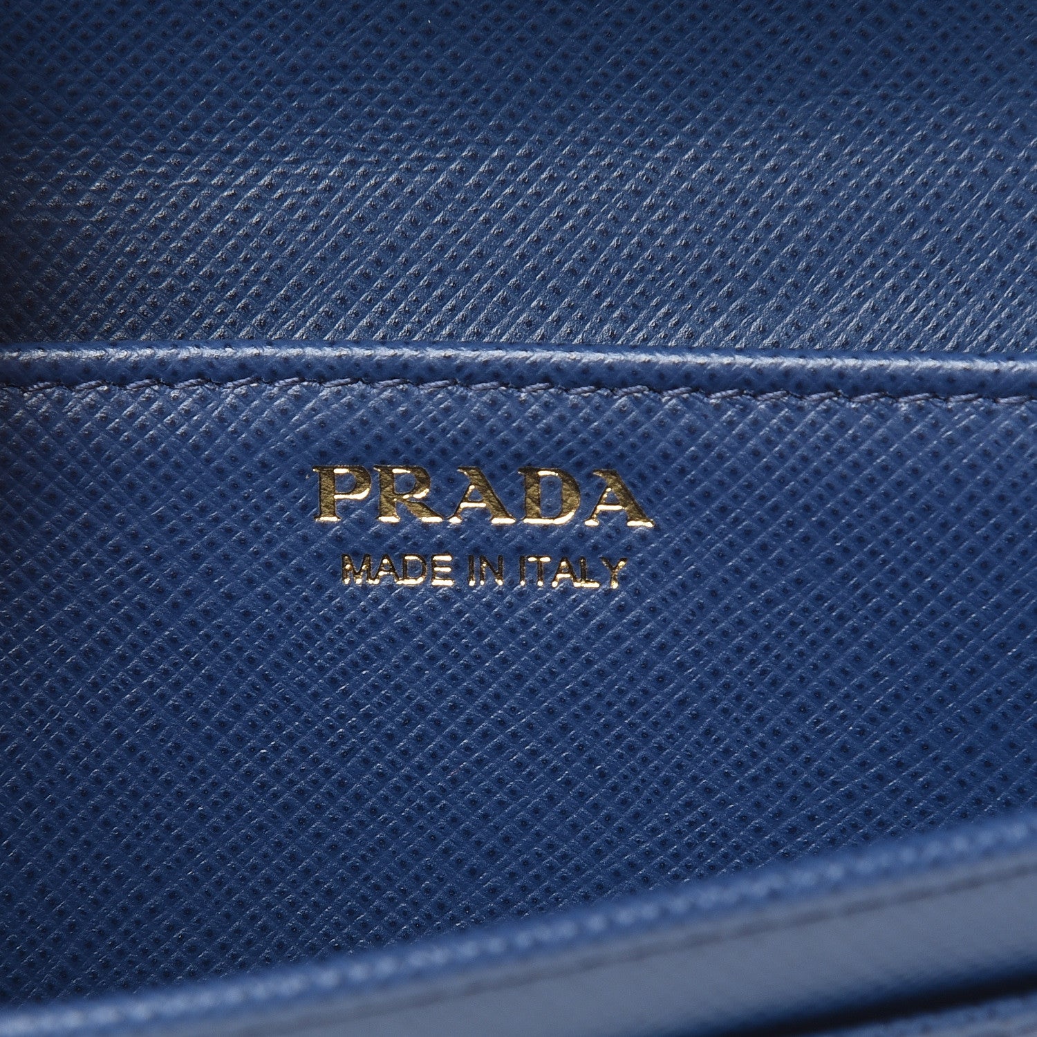 Prada Saffiano Metal Oro Chain Wallet Cobalto 6 of 8