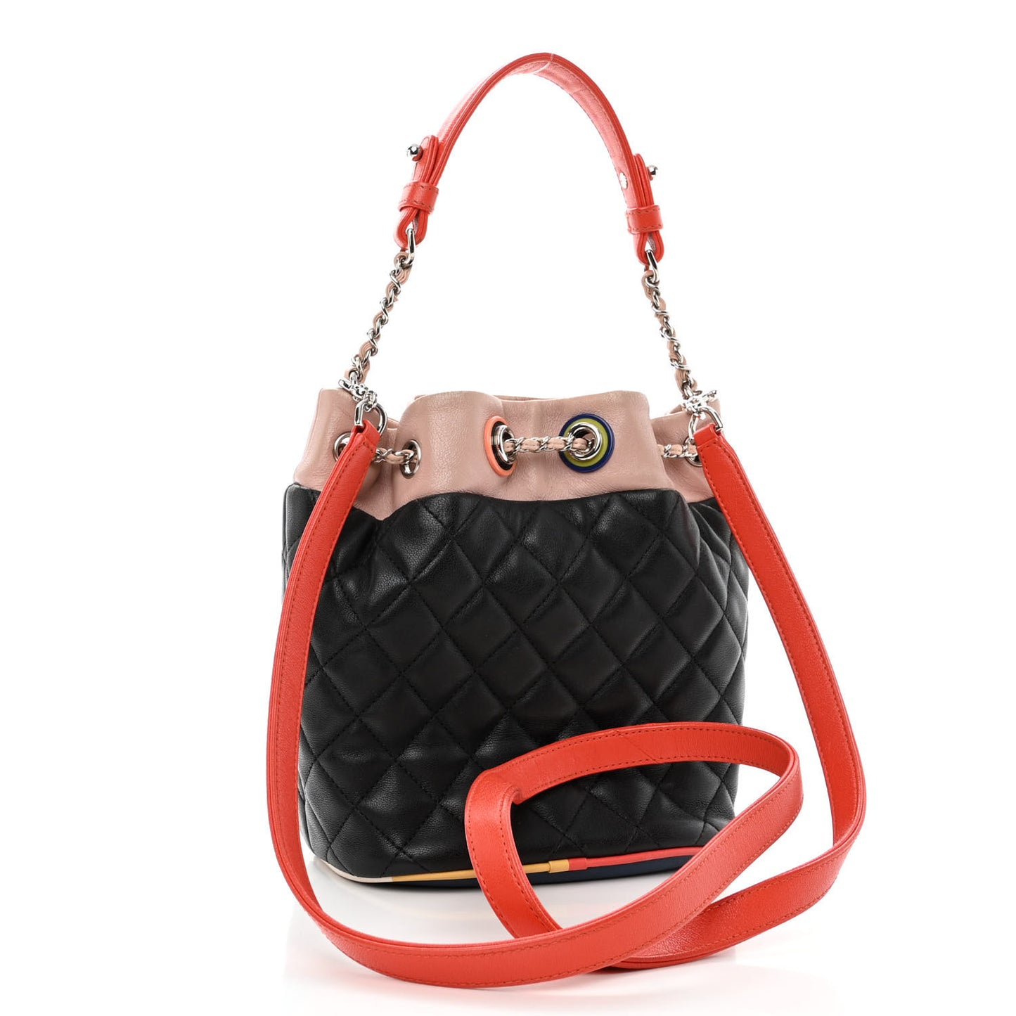 Lambskin Quilted Cuba Drawstring Tote Multicolor