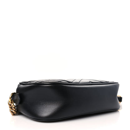 Gucci Calfskin Matelasse Small GG Marmont Chain Shoulder Bag Black 4 of 10