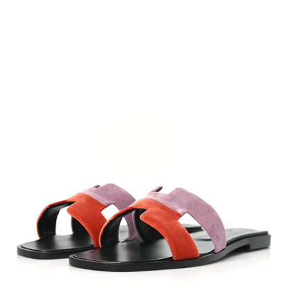 Hermes Velvet Lambskin Oran Sandals 37 Bruyère Orange Canyon 3 of 9