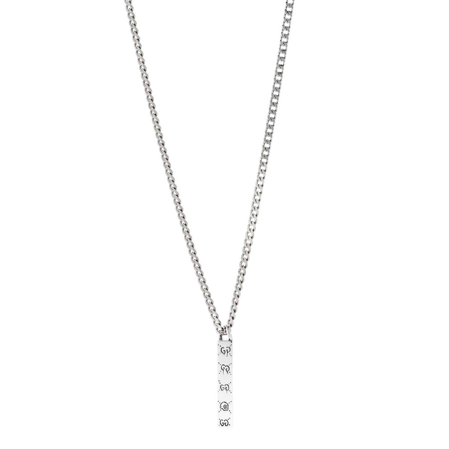 Sterling Silver Gucci Ghost Bar Pendant Necklace