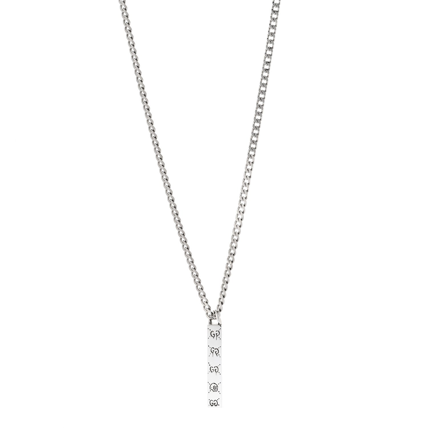 Gucci Sterling Silver Gucci Ghost Bar Pendant Necklace 1 of 5