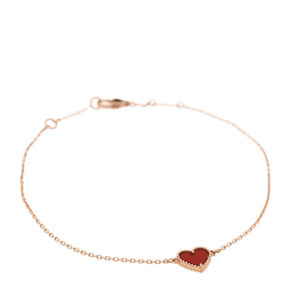 Van Cleef & Arpels 18K Rose Gold Carnelian Sweet Alhambra Heart Bracelet 1 of 5