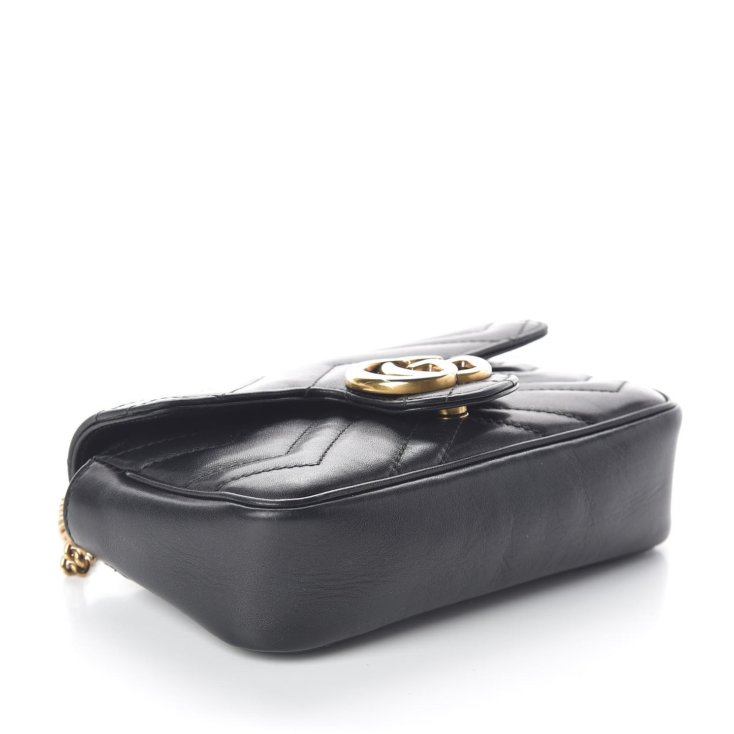 Calfskin Matelasse Super Mini GG Marmont Shoulder Bag Black