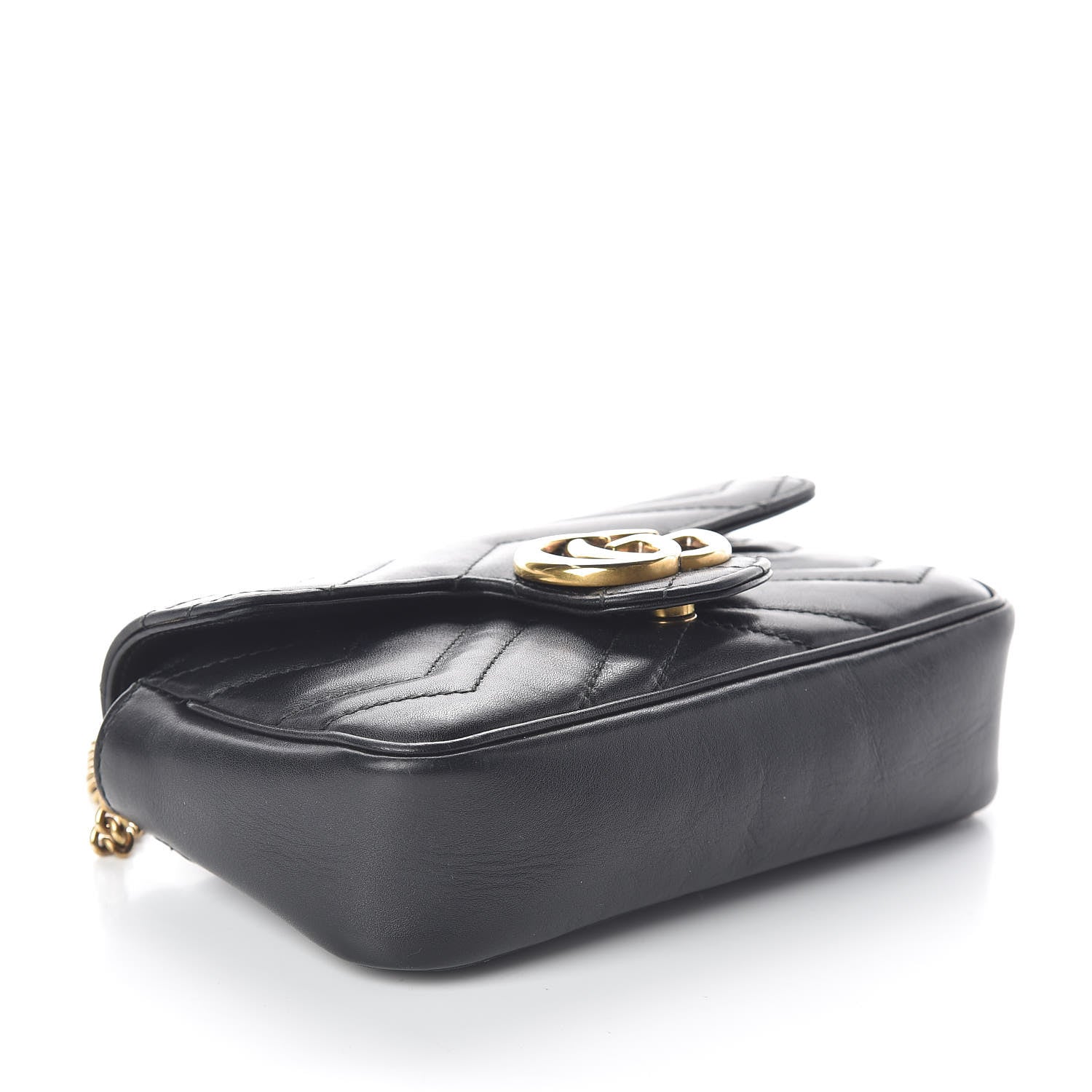 Gucci Calfskin Matelasse Super Mini GG Marmont Shoulder Bag Black 4 of 14