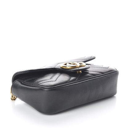 Gucci Calfskin Matelasse Super Mini GG Marmont Shoulder Bag Black 4 of 14