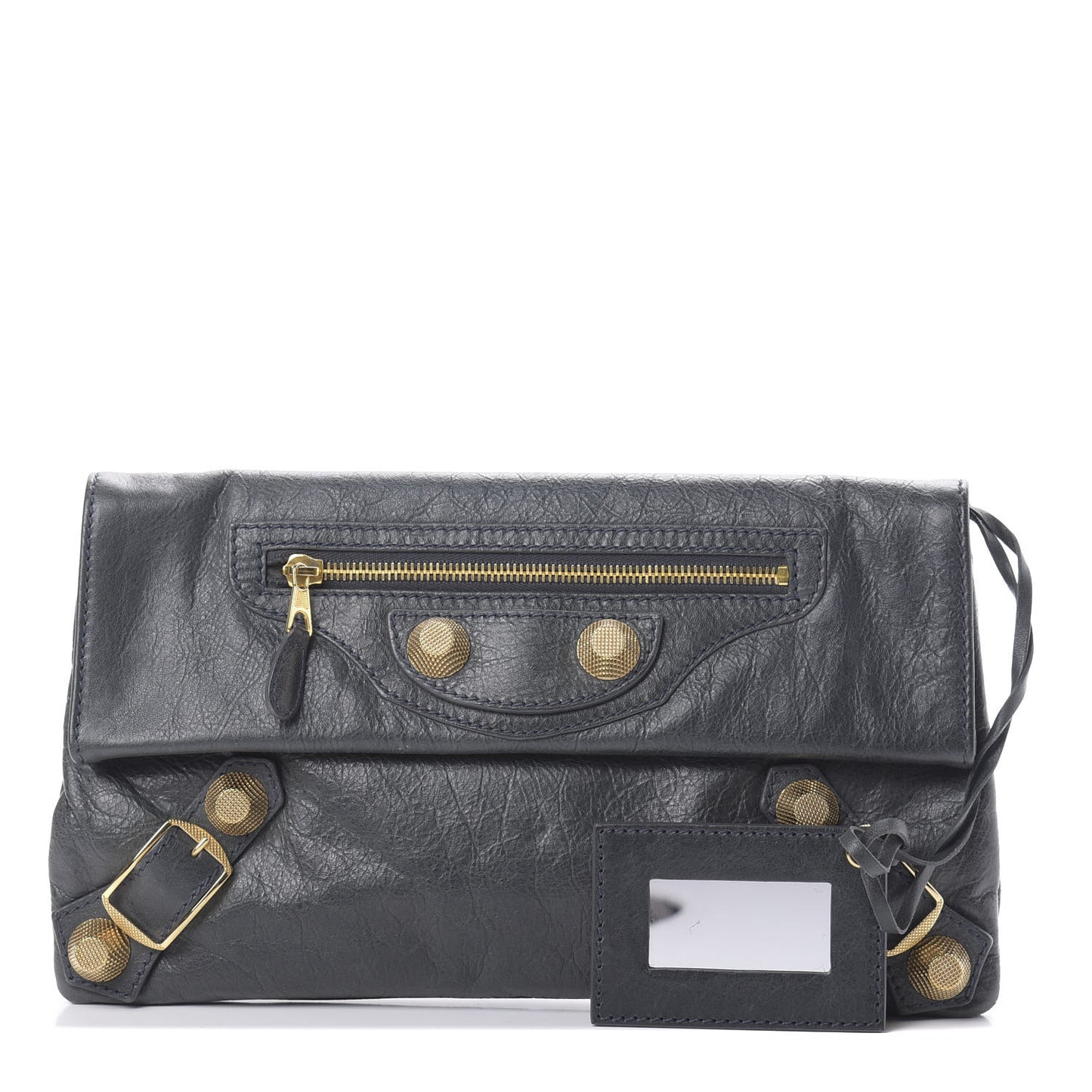 Agneau Giant 21 Gold Hardware Envelope Clutch Anthracite