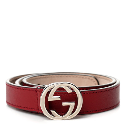 Gucci Calfskin Interlocking G Childrens Belt L Red 1 of 5