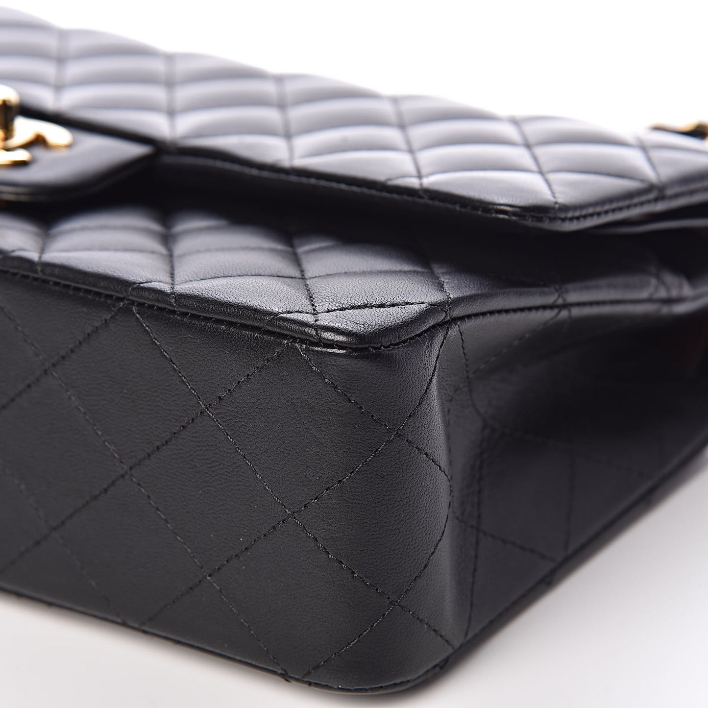 Lambskin Quilted Medium Double Flap Black
