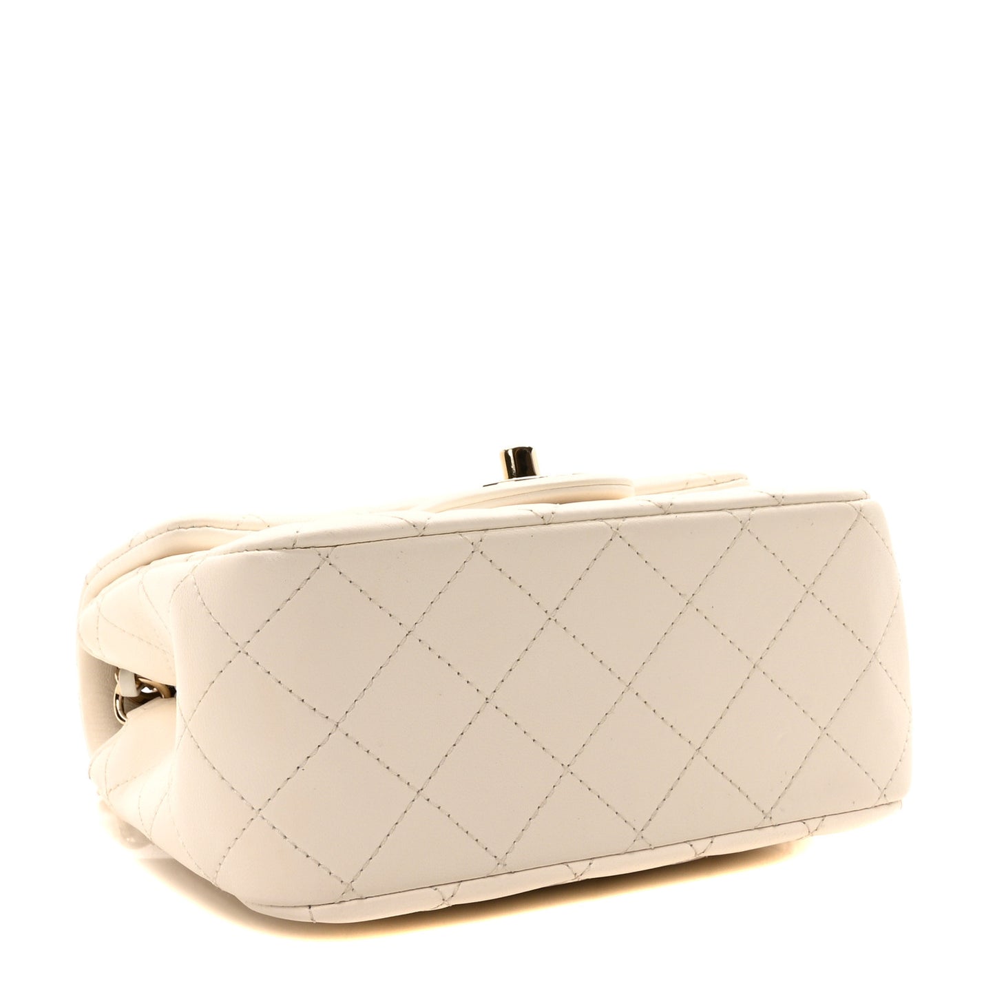 Lambskin Quilted Enamel Mini Pearl Crush Flap White