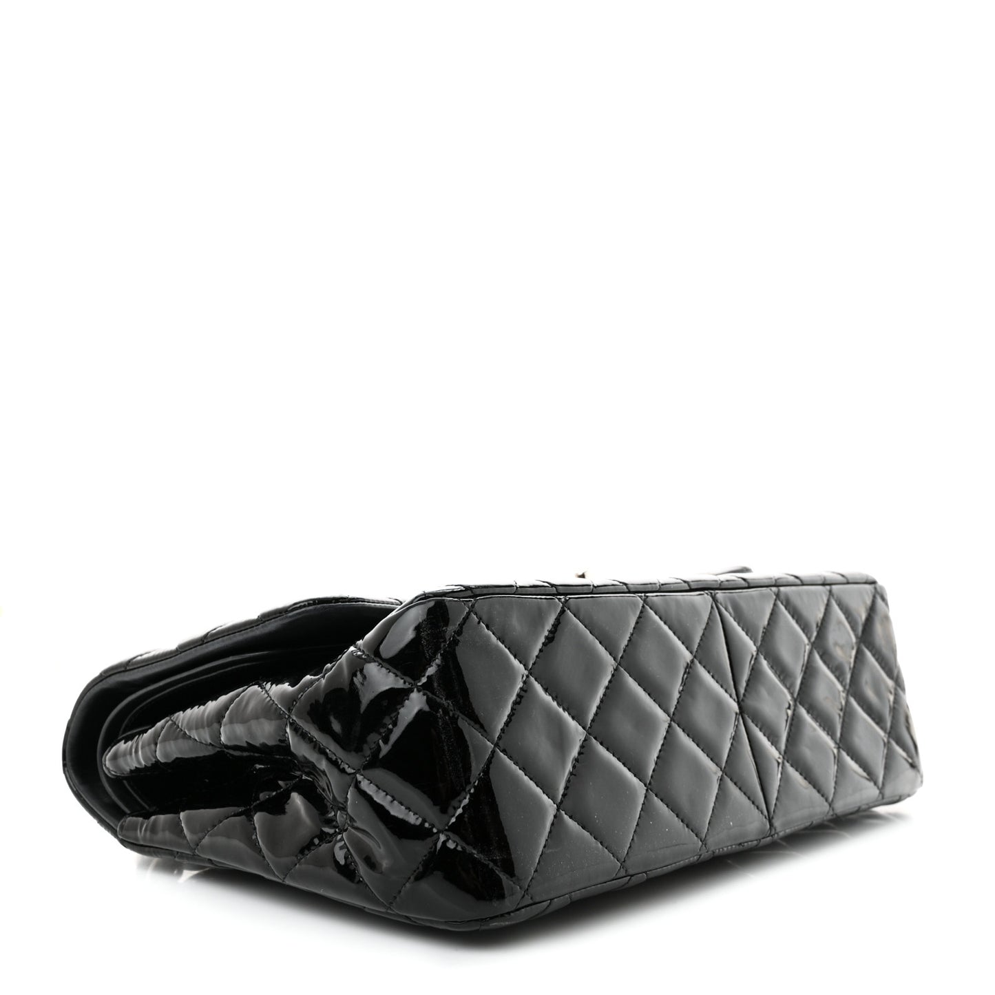 Patent Quilted Jumbo Double Flap Black