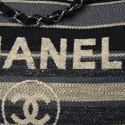 Chanel Striped Canvas Medium Deauville Tote Black 8 of 8