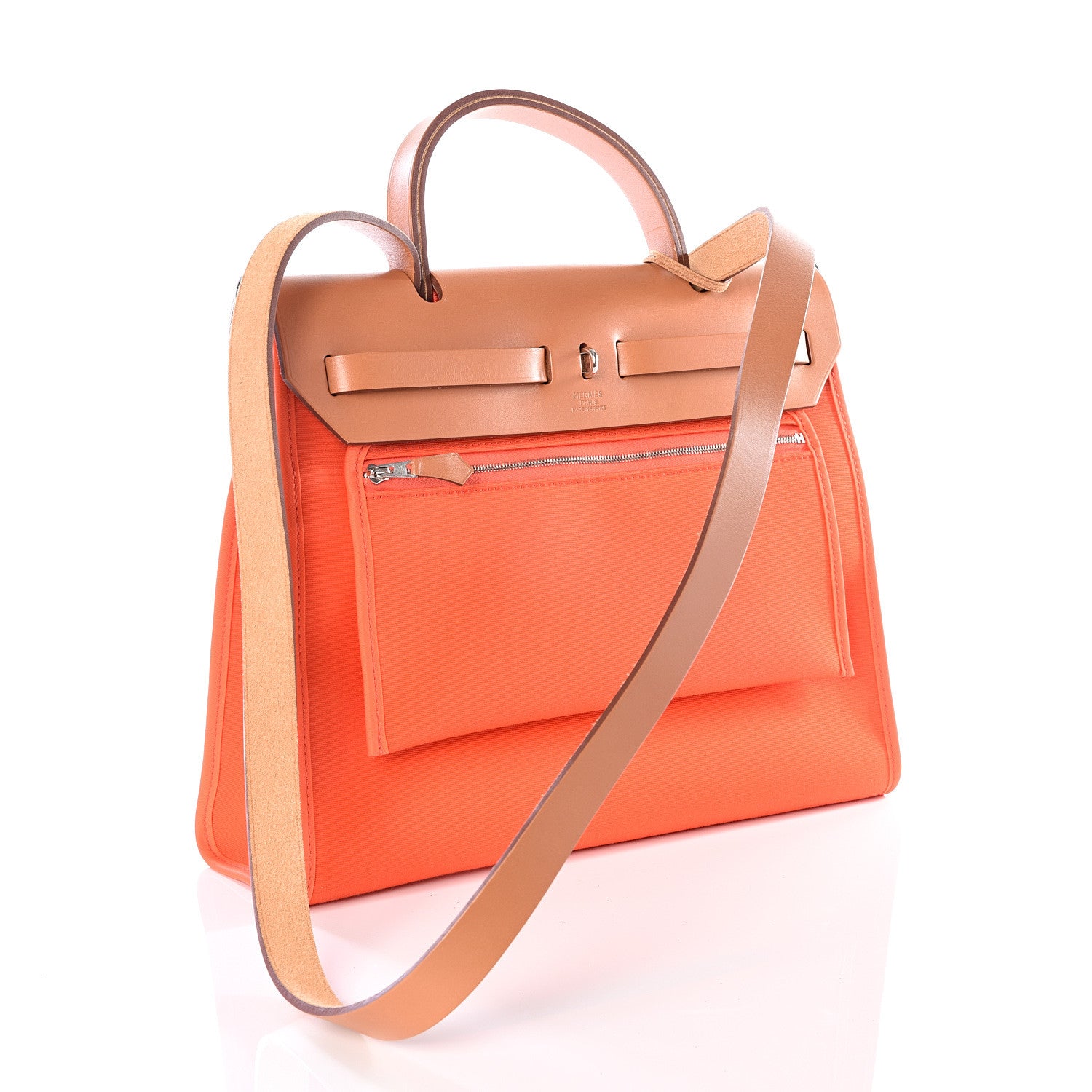 Hermes Vache Hunter Toile Herbag Zip 31 PM Capucine Fauve 3 of 11