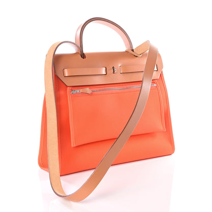 Hermes Vache Hunter Toile Herbag Zip 31 PM Capucine Fauve 3 of 11