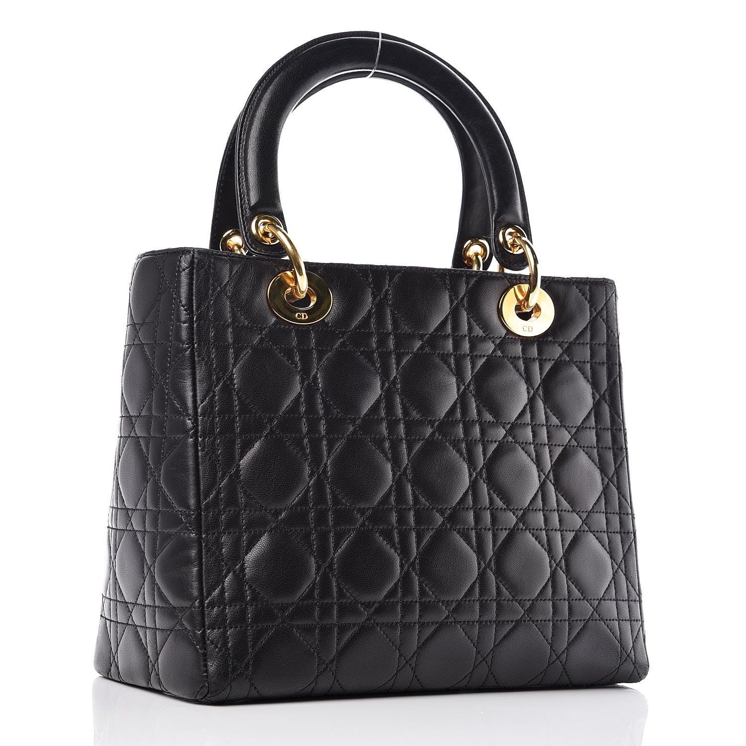 Christian Dior Lambskin Cannage Medium Lady Dior Black 3 of 13