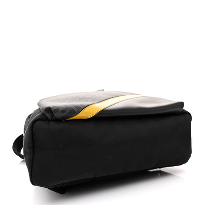 Fendi Glazed Fabric Nylon FF 1974 Diagonal Pouch Pocket Backpack Black Sunflower 4 of 12