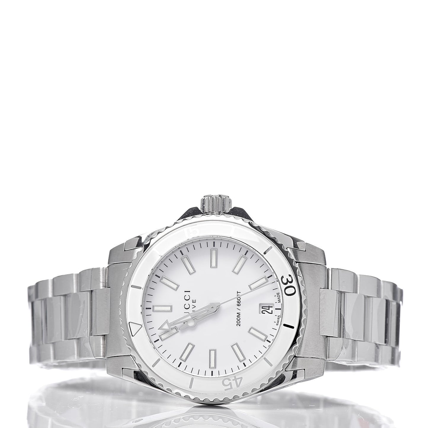 Stainless Steel 32mm Dive Quartz Watch White
