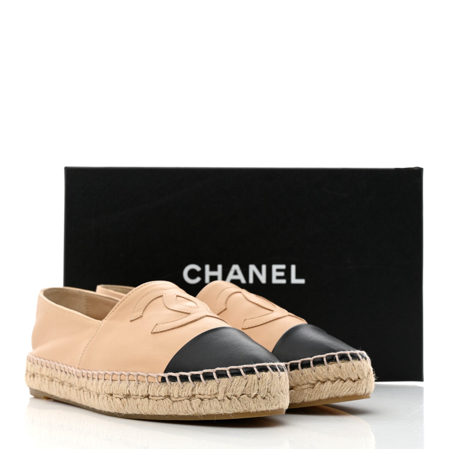 Chanel Lambskin CC Espadrilles 38 Beige Black 9 of 9