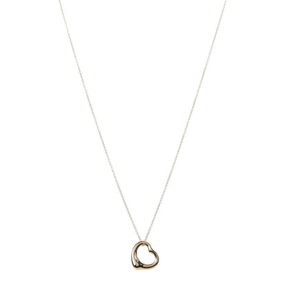 Tiffany 18K Yellow Gold 16mm Elsa Peretti Open Heart Pendant Necklace 1 of 9