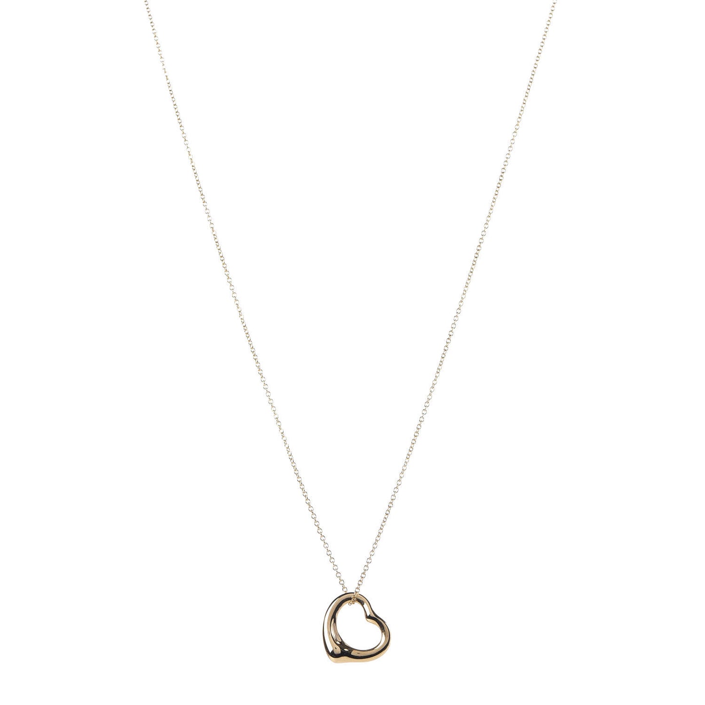 18K Yellow Gold 16mm Elsa Peretti Open Heart Pendant Necklace