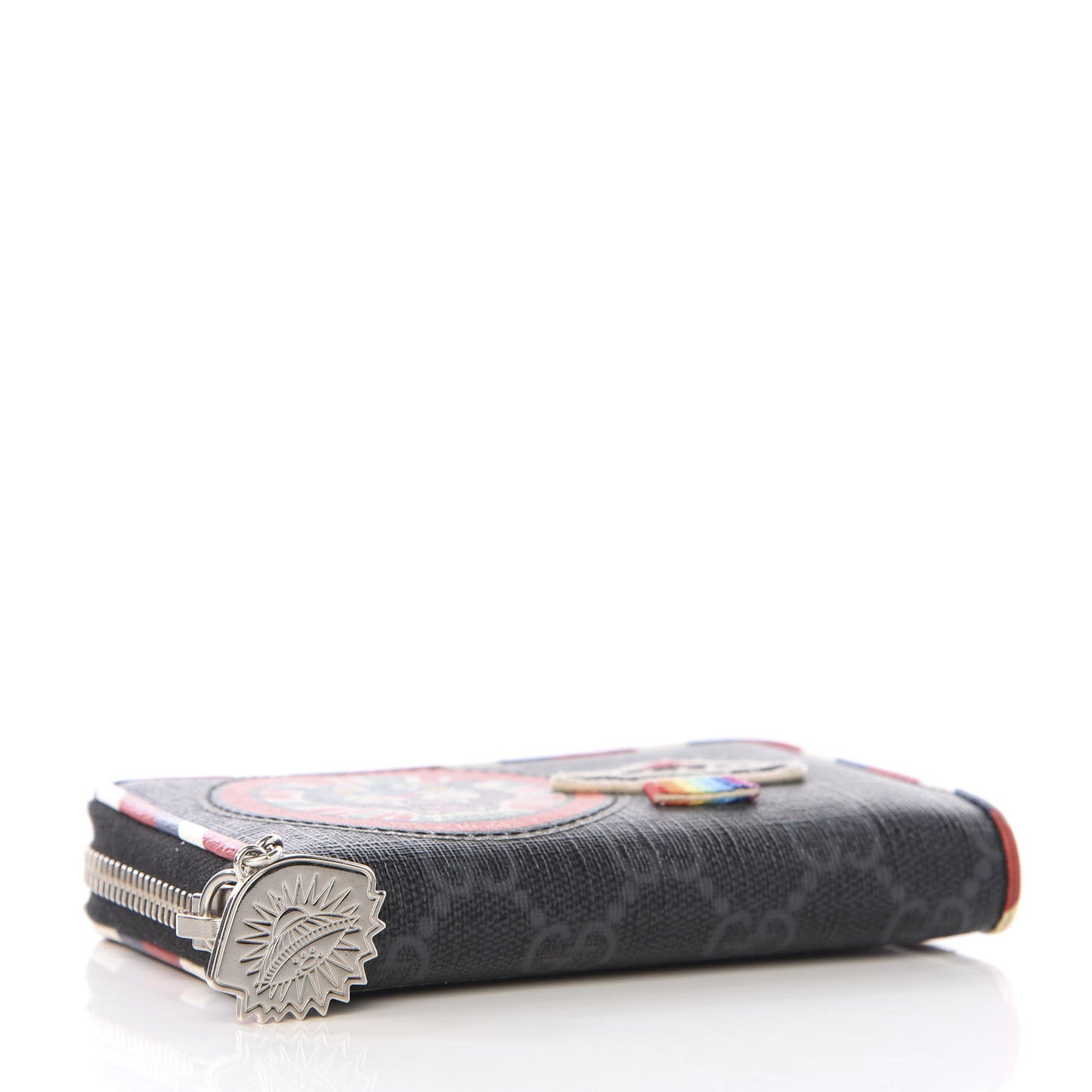 GG Supreme Monogram Night Courrier Embroidered Zip Around Card Case
