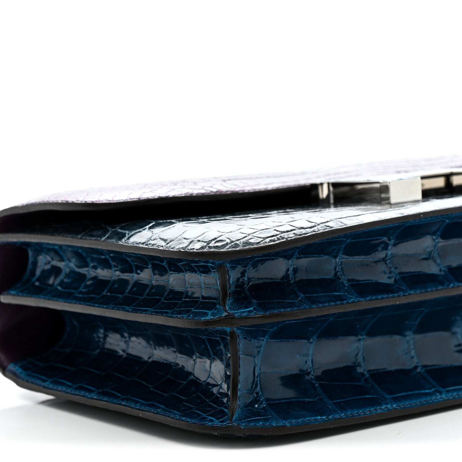 Hermes Shiny Niloticus Crocodile Constance Elan 25 Cassis Bleu Izmir Bleu Tempete 9 of 13