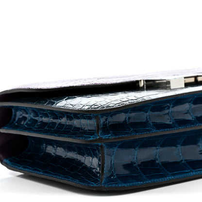 Hermes Shiny Niloticus Crocodile Constance Elan 25 Cassis Bleu Izmir Bleu Tempete 9 of 13