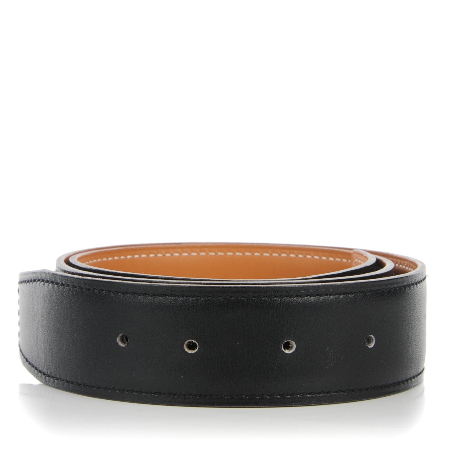 Hermes Chamonix 32mm Belt Strap 68 Black Natural 1 of 11