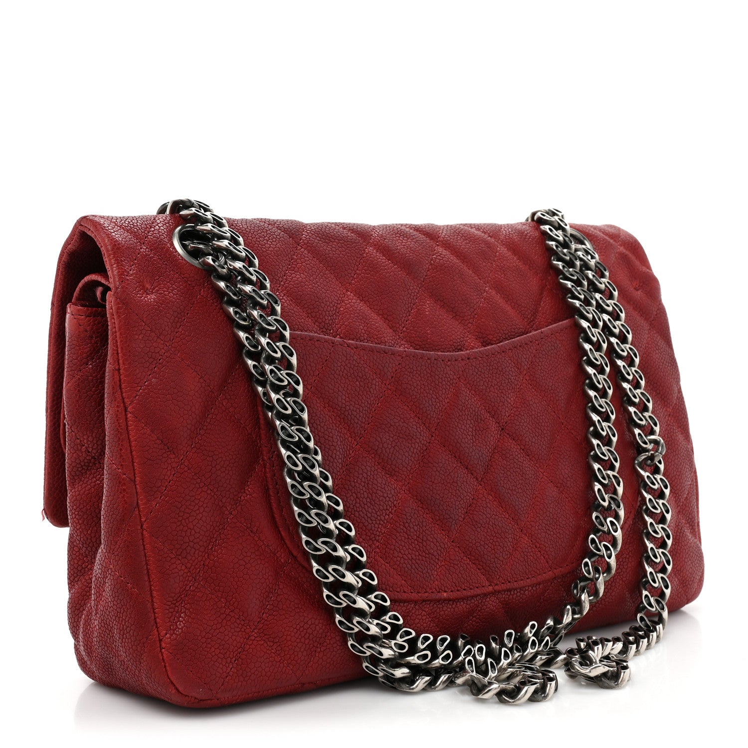 Chanel Washed Caviar Quilted 2.55 Reissue 225 Bijoux Chain Flap Red 3 of 19